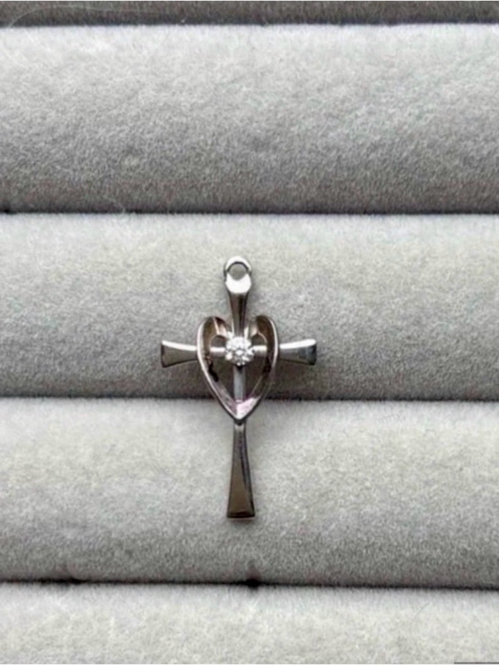 Heart Cross Pendant Sterling Silver with CZ